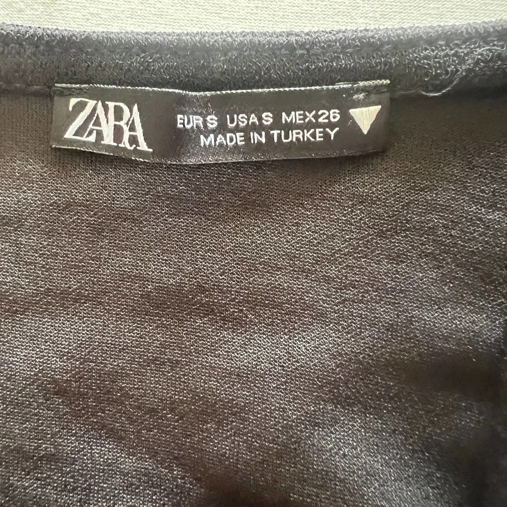 ZARA Balloon Sleeve Black Low Back Mini Dress Size S - Picture 8 of 9